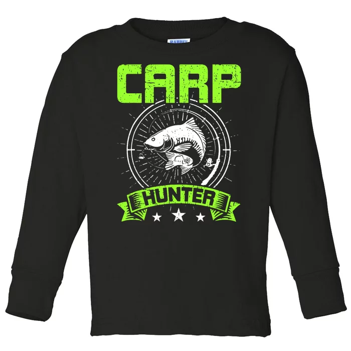 Fishing Carp Hunter Fisherman Fish Catching Toddler Long Sleeve Shirt