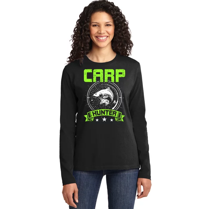 Fishing Carp Hunter Fisherman Fish Catching Ladies Long Sleeve Shirt