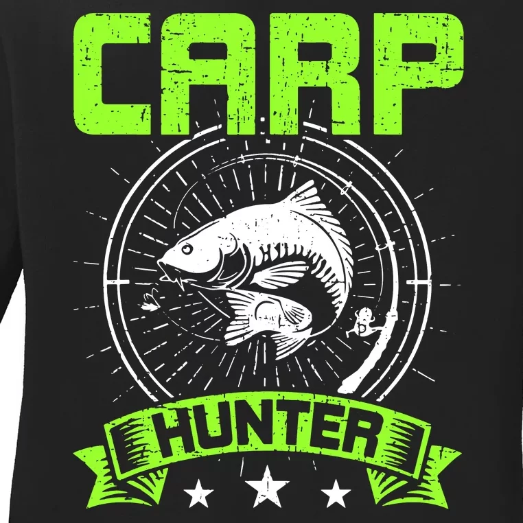 Fishing Carp Hunter Fisherman Fish Catching Ladies Long Sleeve Shirt