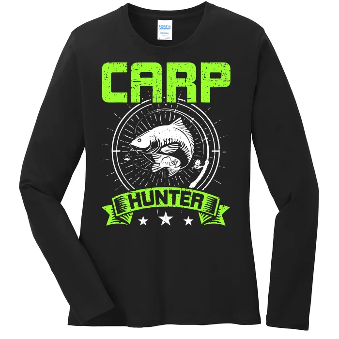 Fishing Carp Hunter Fisherman Fish Catching Ladies Long Sleeve Shirt