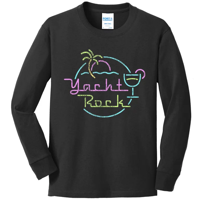 Faded Cocktail Hour Yacht Rock Kids Long Sleeve Shirt