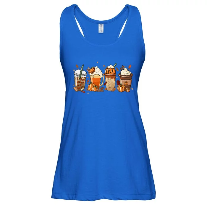 Fall Coffee Halloween Pumpkin Latte Drink Cup Spice Ladies Essential Flowy Tank