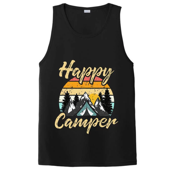 Funny Camping Hiking Lover Present Happy Camper Performance Tank