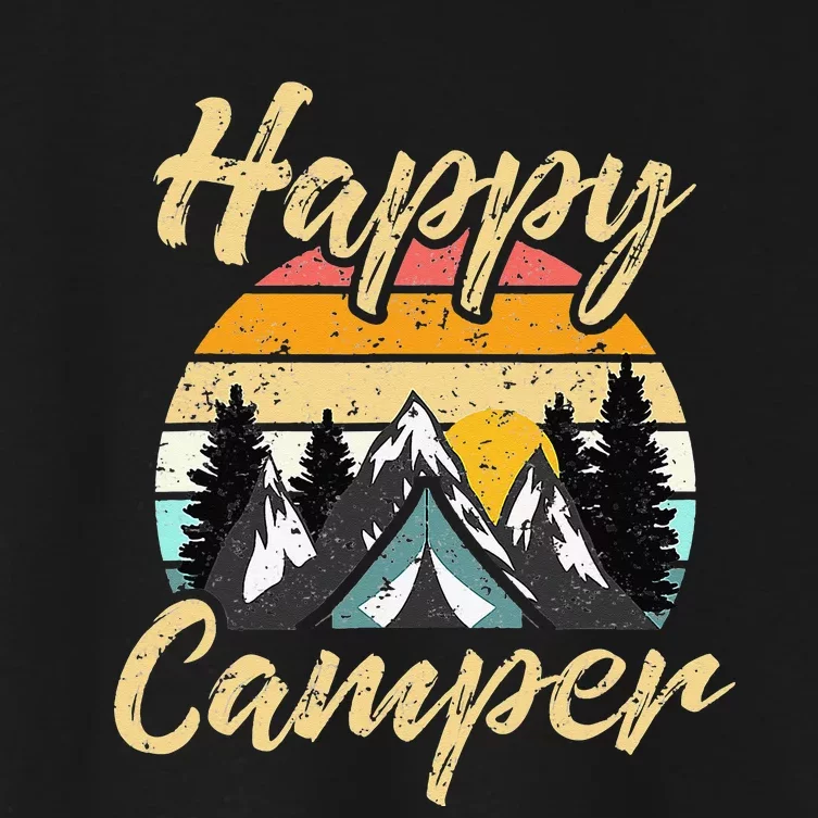 Funny Camping Hiking Lover Present Happy Camper Women's Crop Top Tee