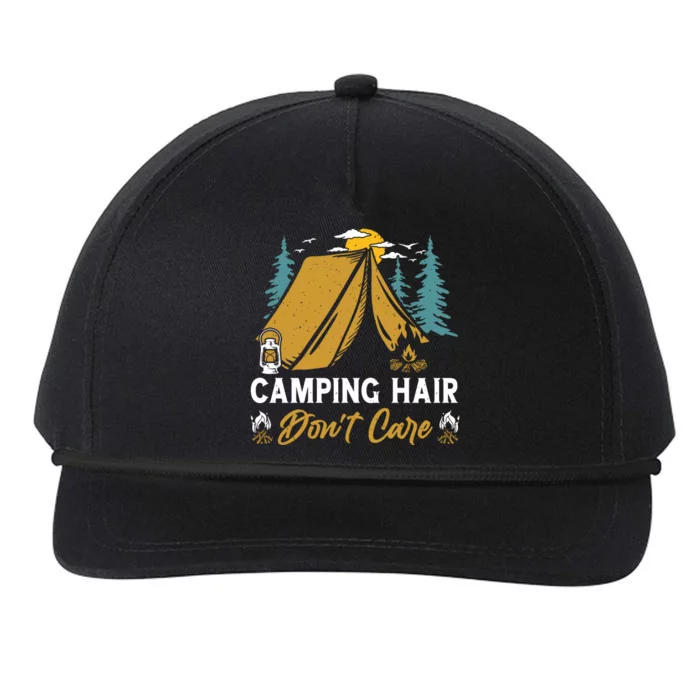 Funny Camp Hair Dont Care Gift Camping Outdoor Gift Snapback Five-Panel Rope Hat