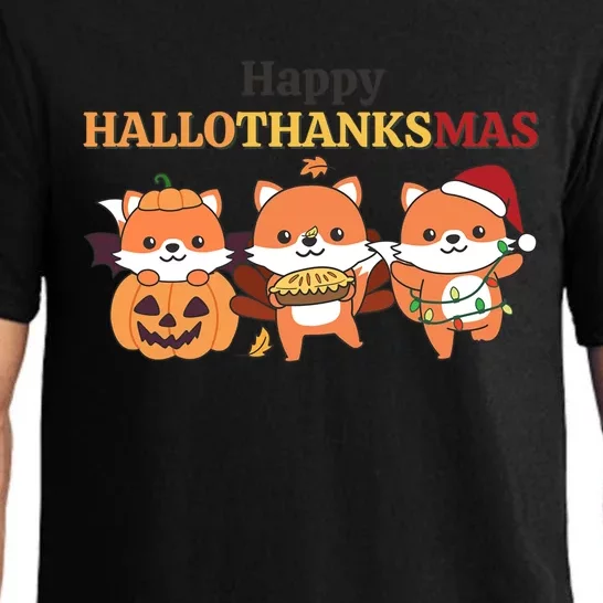 Fox Christmas Halloween Costume Happy Hallothanksmas Great Gift Pajama Set