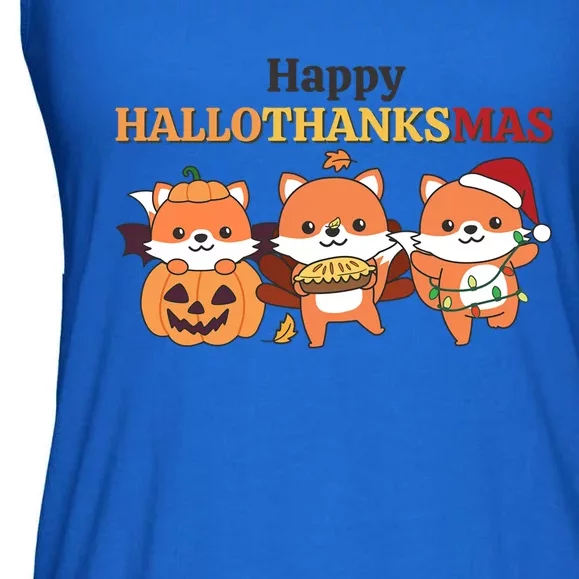 Fox Christmas Halloween Costume Happy Hallothanksmas Great Gift Ladies Essential Flowy Tank