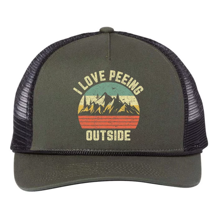 Funny Camping Hiking Outdoors I Love Peeing Outside Retro Rope Trucker Hat Cap