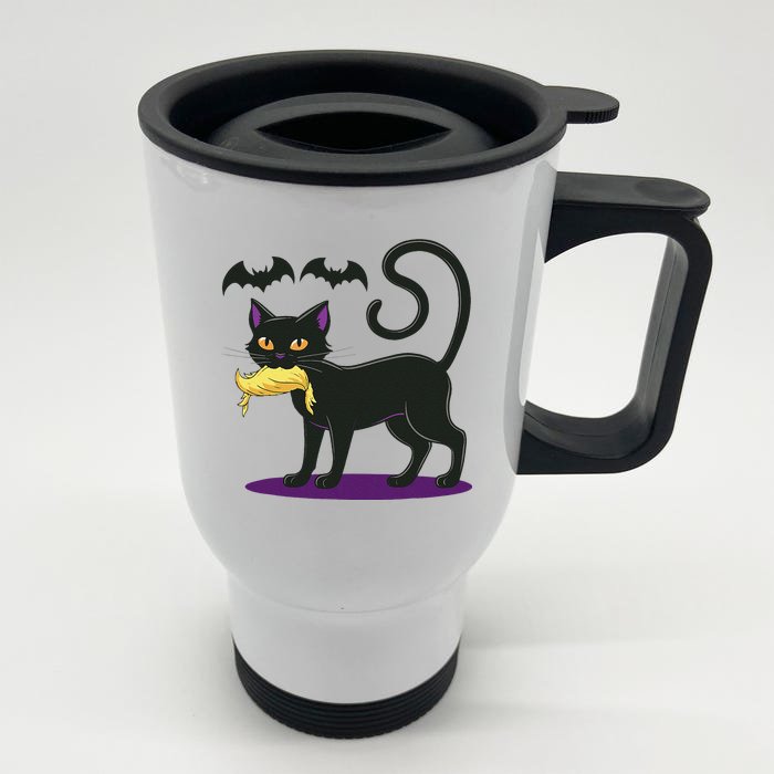 Funny Cat Halloween Voting Election 2024 Usa Front & Back Stainless Steel Travel Mug