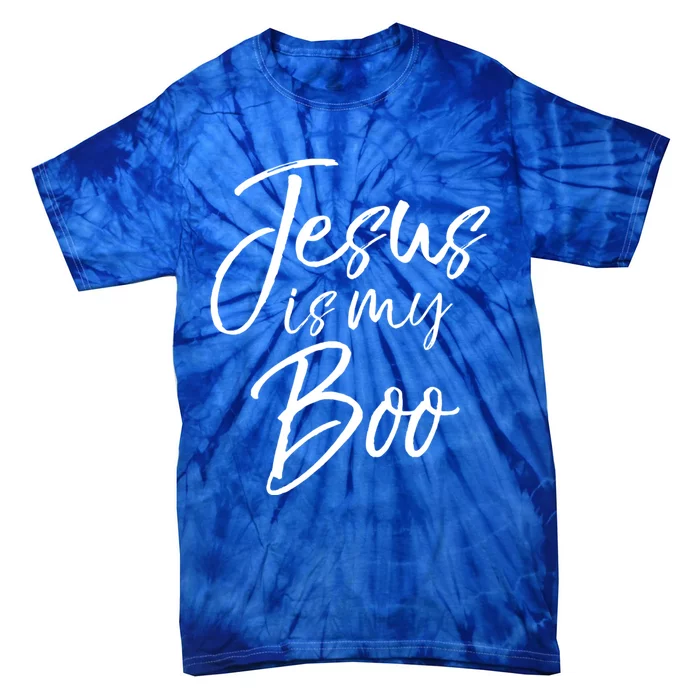 Funny Christian Halloween Ghost Pun Joke Jesus Is My Boo Gift Tie-Dye T-Shirt