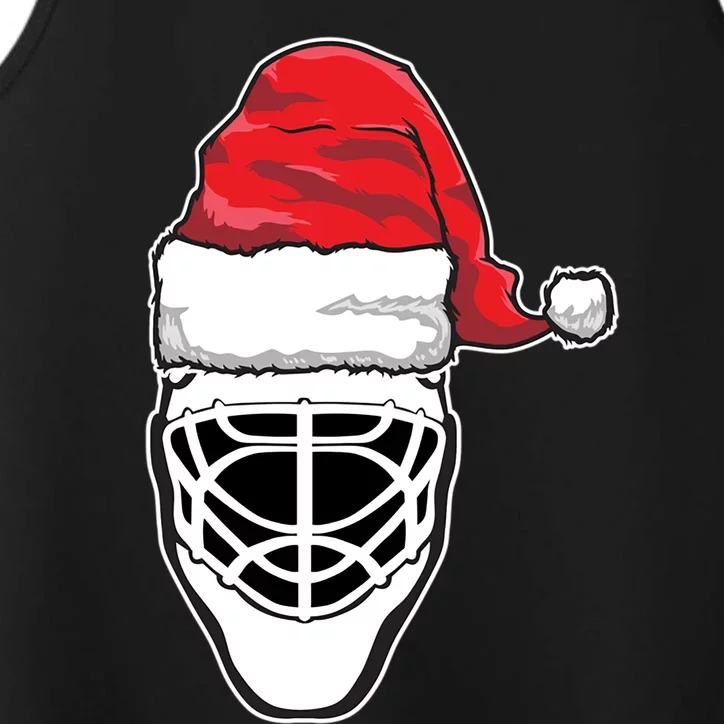 Funny Christmas Hockey Goalie Mask Santa Hat Xmas Gift Performance Tank