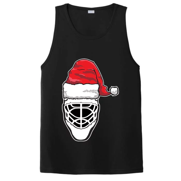 Funny Christmas Hockey Goalie Mask Santa Hat Xmas Gift Performance Tank