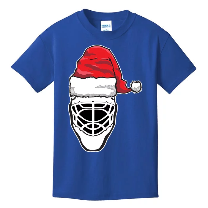 Funny Christmas Hockey Goalie Mask Santa Hat Xmas Gift Kids T-Shirt