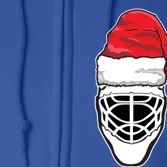 Funny Christmas Hockey Goalie Mask Santa Hat Xmas Gift Full Zip Hoodie