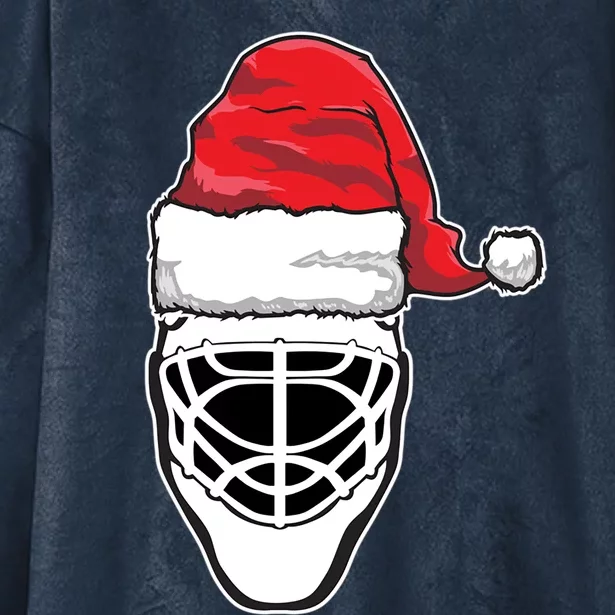 Funny Christmas Hockey Goalie Mask Santa Hat Xmas Gift Hooded Wearable Blanket