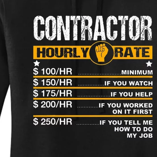 Funny Contractor Hourly Rate Handyman Labor Rates Repairman Women's Pullover Hoodie