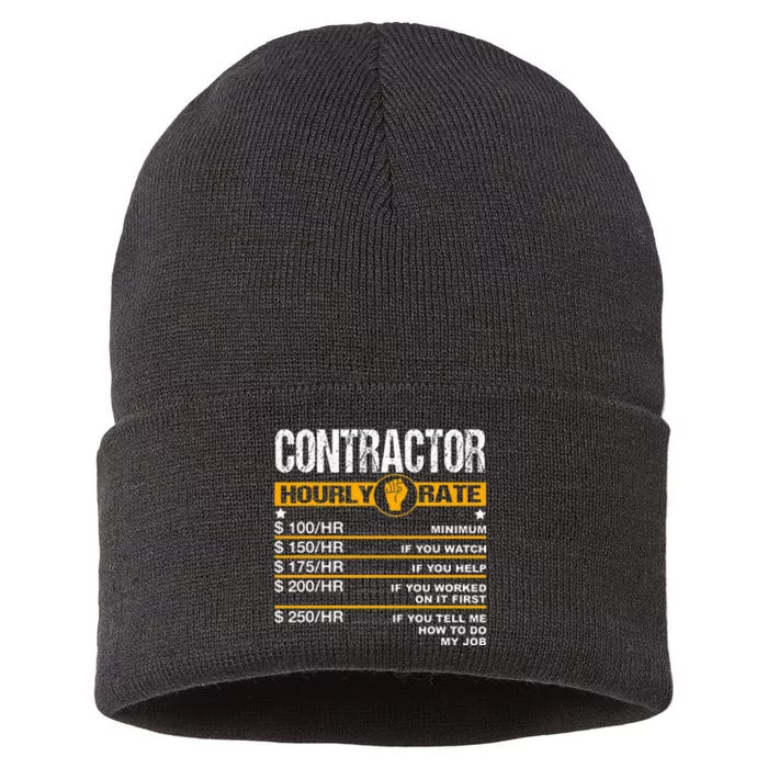 Funny Contractor Hourly Rate Handyman Labor Rates Repairman Sustainable Knit Beanie