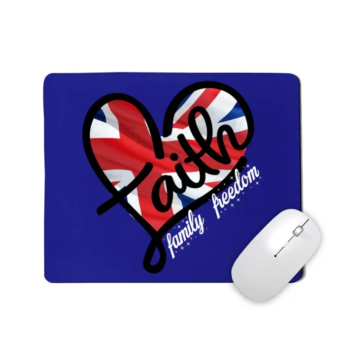 Faith Christian Heart British Flag Family Freedom Cool Gift Mousepad