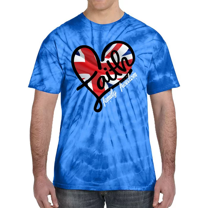 Faith Christian Heart British Flag Family Freedom Cool Gift Tie-Dye T-Shirt