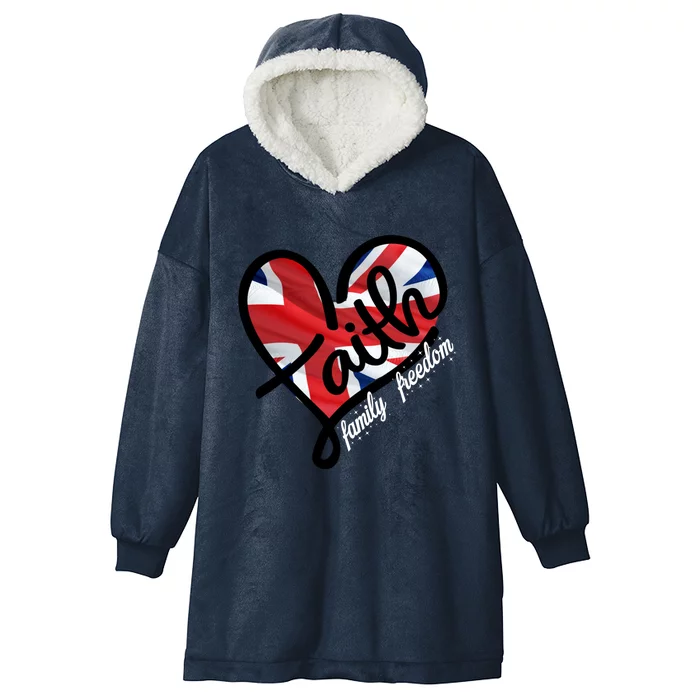 Faith Christian Heart British Flag Family Freedom Cool Gift Hooded Wearable Blanket