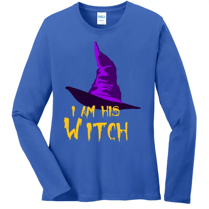 Funny Couples Halloween Costumes I Am His Witch Party Gift Great Gift Ladies Long Sleeve Shirt