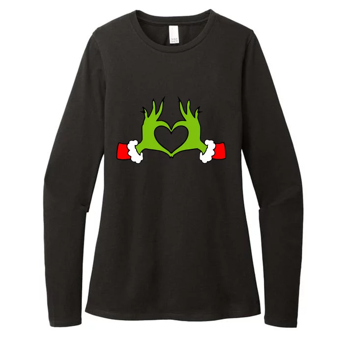 Funny Christmas Hands Making Heart Love Christmas Womens CVC Long Sleeve Shirt