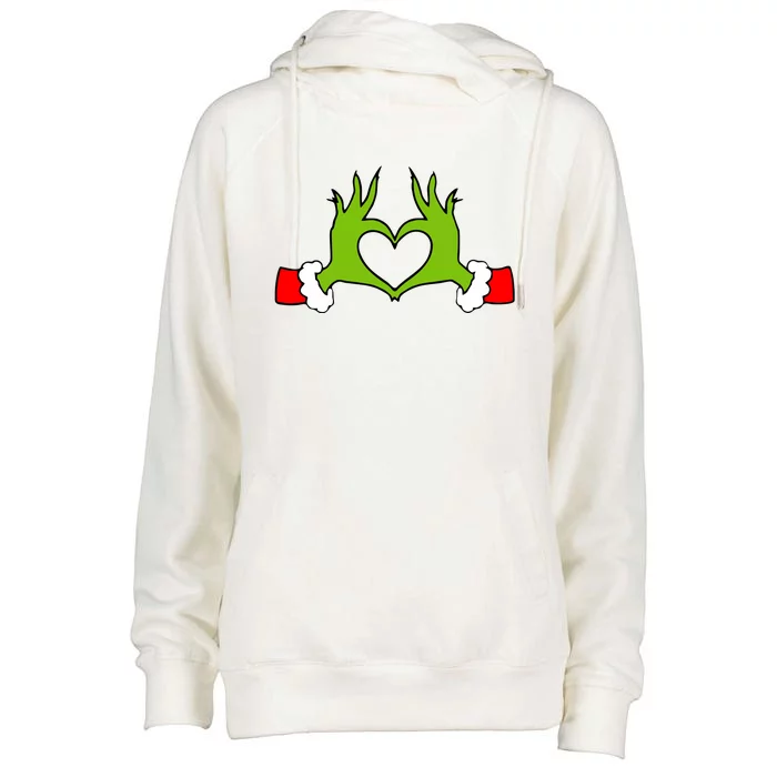 Funny Christmas Hands Making Heart Love Christmas Womens Funnel Neck Pullover Hood