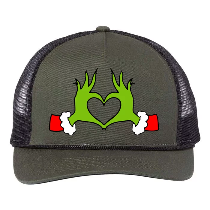 Funny Christmas Hands Making Heart Love Christmas Retro Rope Trucker Hat Cap