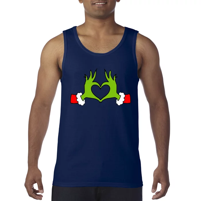 Funny Christmas Hands Making Heart Love Christmas Tank Top