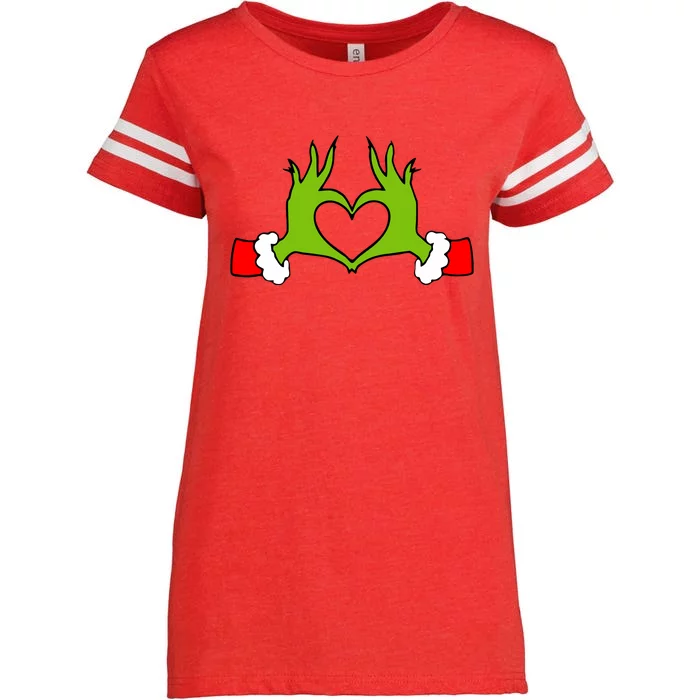 Funny Christmas Hands Making Heart Love Christmas Enza Ladies Jersey Football T-Shirt