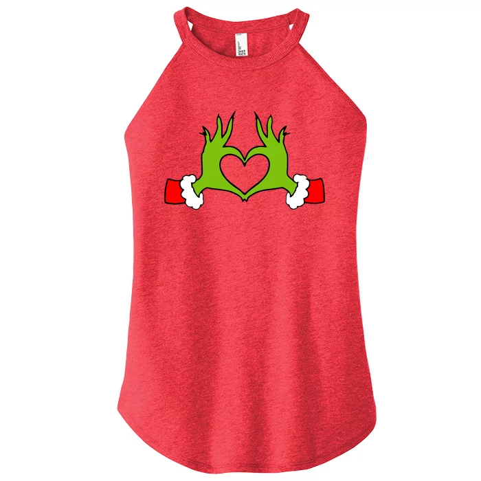 Funny Christmas Hands Making Heart Love Christmas Women’s Perfect Tri Rocker Tank