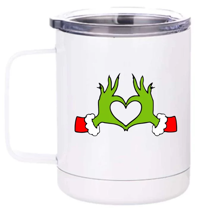 Funny Christmas Hands Making Heart Love Christmas Front & Back 12oz Stainless Steel Tumbler Cup