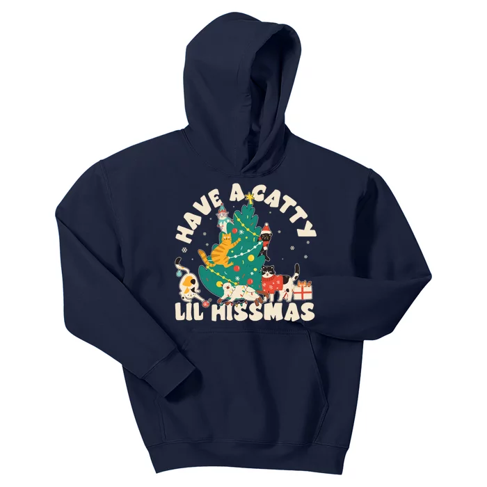 Funny Christmas Have A Catty Lil Hissmas Cat Lover Kids Hoodie