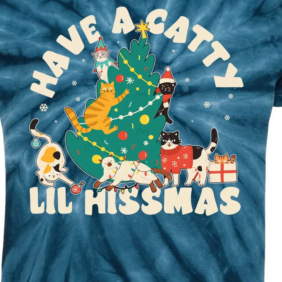 Funny Christmas Have A Catty Lil Hissmas Cat Lover Kids Tie-Dye T-Shirt