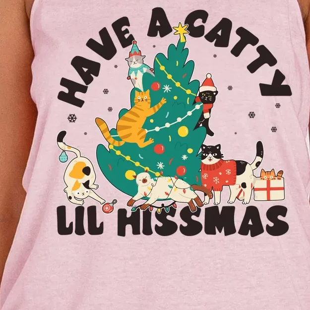 Funny Christmas Have A Catty Lil Hissmas Cat Lover Women's Knotted Racerback Tank