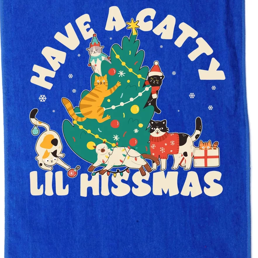 Funny Christmas Have A Catty Lil Hissmas Cat Lover Platinum Collection Golf Towel