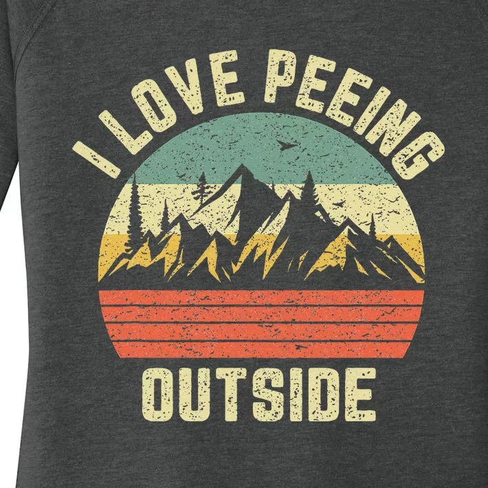 Funny Camping Hiking Outdoors I Love Peeing Outside Women's Perfect Tri Tunic Long Sleeve Shirt