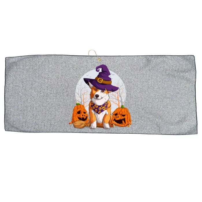 Funny Corgi Halloween Great Gift Scary Pumpkin Witch Dog Lover Meaningful Gift Large Microfiber Waffle Golf Towel