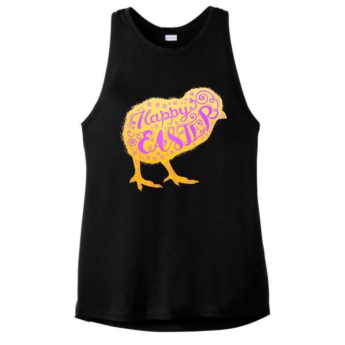 Funny Cute Happy Easter Chick Ladies Tri-Blend Wicking Tank