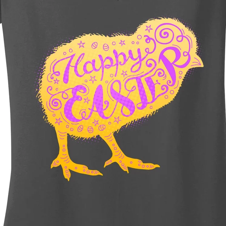 Funny Cute Happy Easter Chick Women's V-Neck T-Shirt