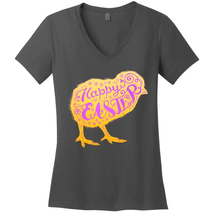 Funny Cute Happy Easter Chick Women's V-Neck T-Shirt