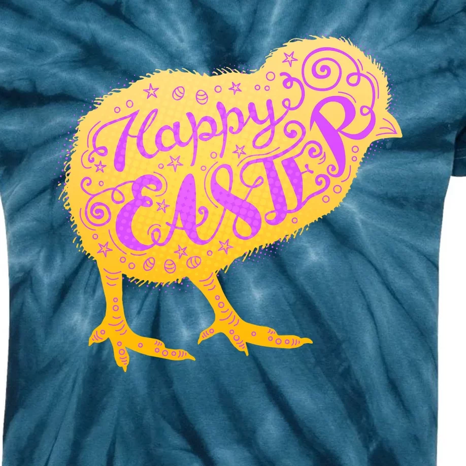 Funny Cute Happy Easter Chick Kids Tie-Dye T-Shirt