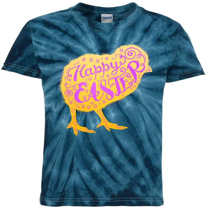 Funny Cute Happy Easter Chick Kids Tie-Dye T-Shirt