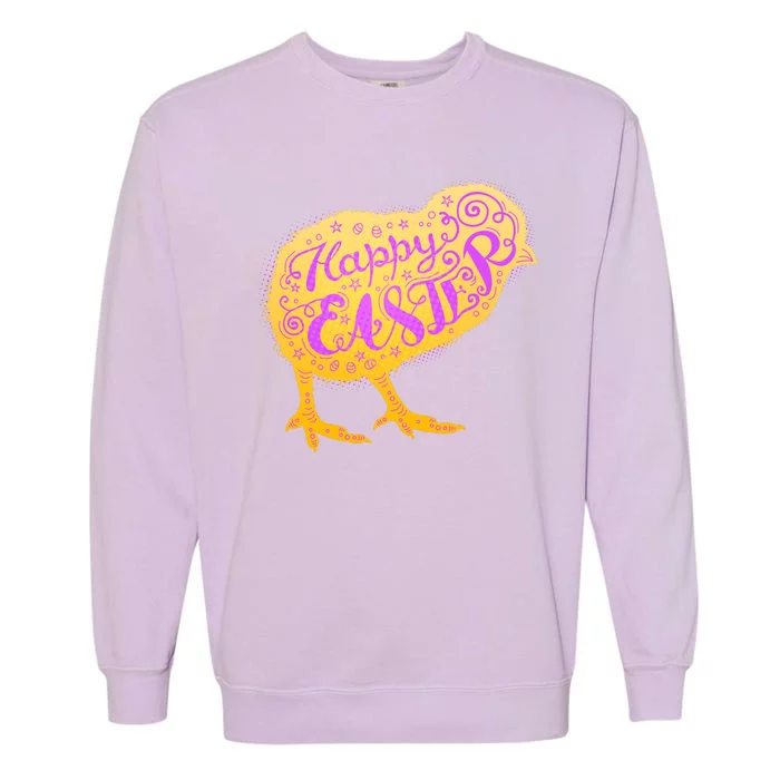 Funny Cute Happy Easter Chick Garment-Dyed Sweatshirt