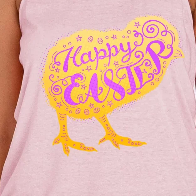 Funny Cute Happy Easter Chick Women's Knotted Racerback Tank