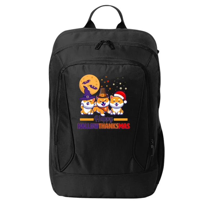 Funny Cute Happy HallowThanksMas Shiba Inu Dogs City Backpack