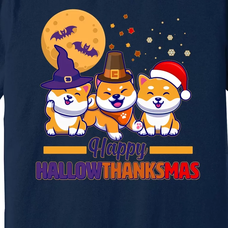 Funny Cute Happy HallowThanksMas Shiba Inu Dogs Premium T-Shirt