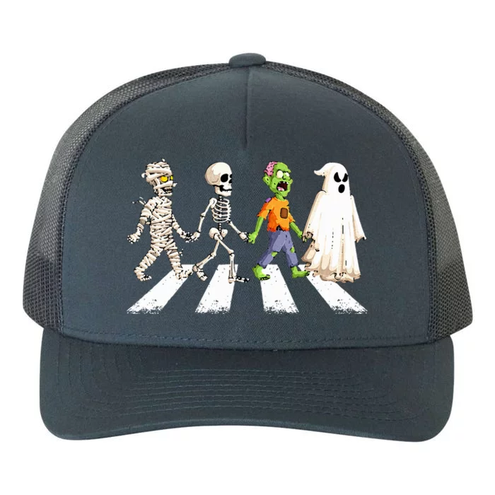 Funny Crosswalk halloween Skeleton ghost mummy Yupoong Adult 5-Panel Trucker Hat