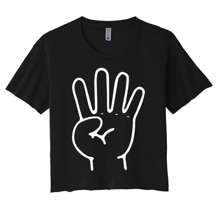 Finger Count Hand 4 Years Old 4th Birthday For Women's Crop Top Tee