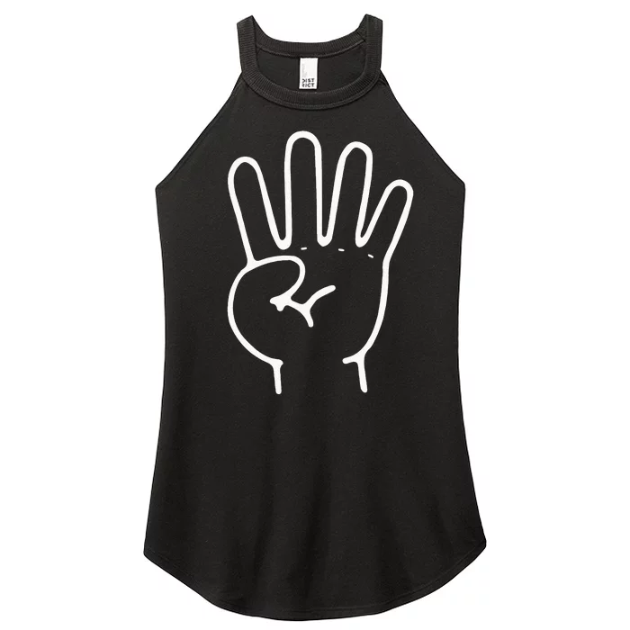 Finger Count Hand 4 Years Old 4th Birthday For Women’s Perfect Tri Rocker Tank